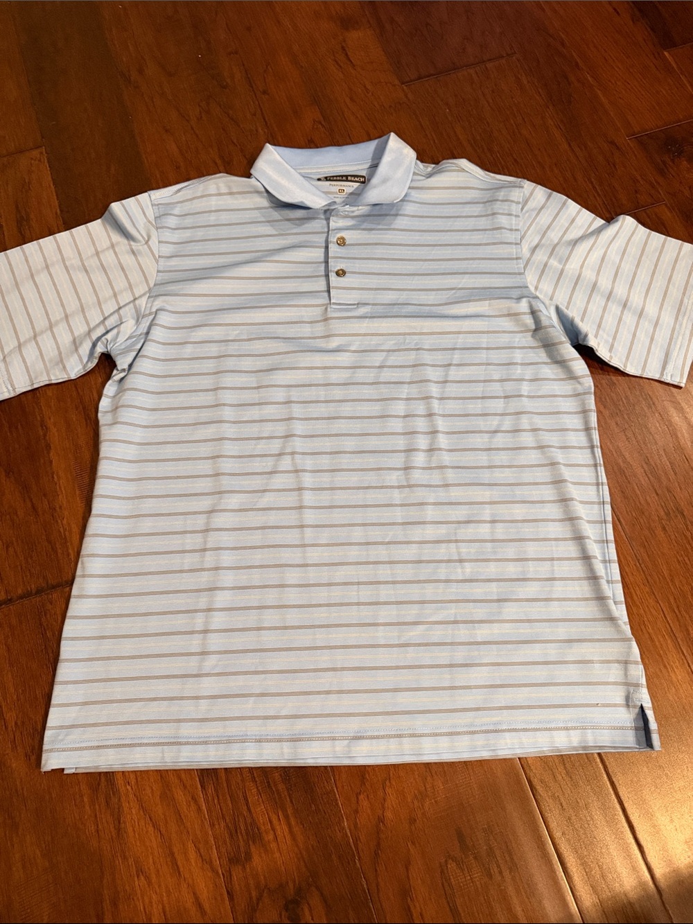 Pebble Beach Pale Blue and White Striped Polo